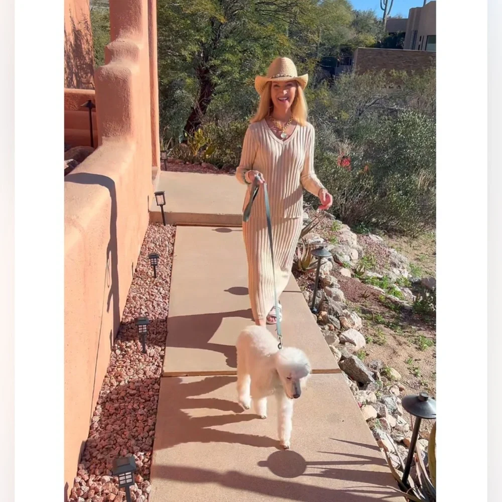 NWT Beige Long Sleeve Ribbed Knit SKIRT Set-S - Picture 5 of 12